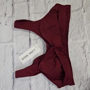 Maroon Criss Cross Front Swim Top